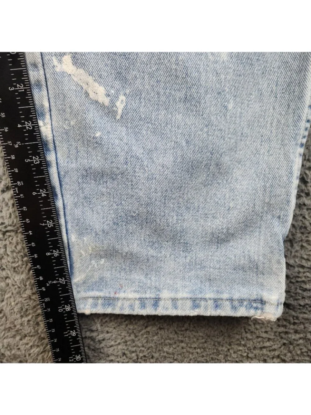 Men's Relaxed Fit Straight Leg Blue Jeans 36x30 Distressed Wrangler Workwear - Picture 5 of 11